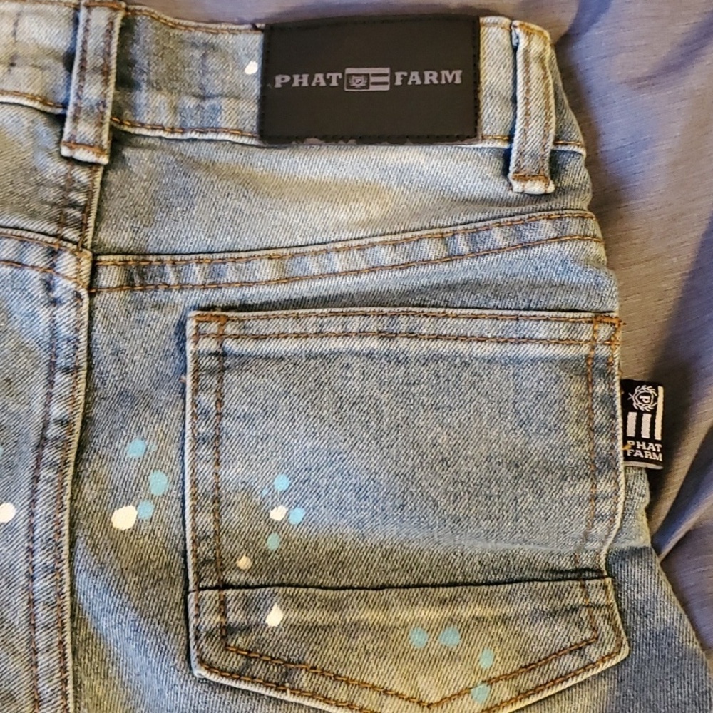 Phat Farm Blue Distress Kids Shorts Size 2t Or 3t See Measurements Rip + Repair - Picture 5 of 12